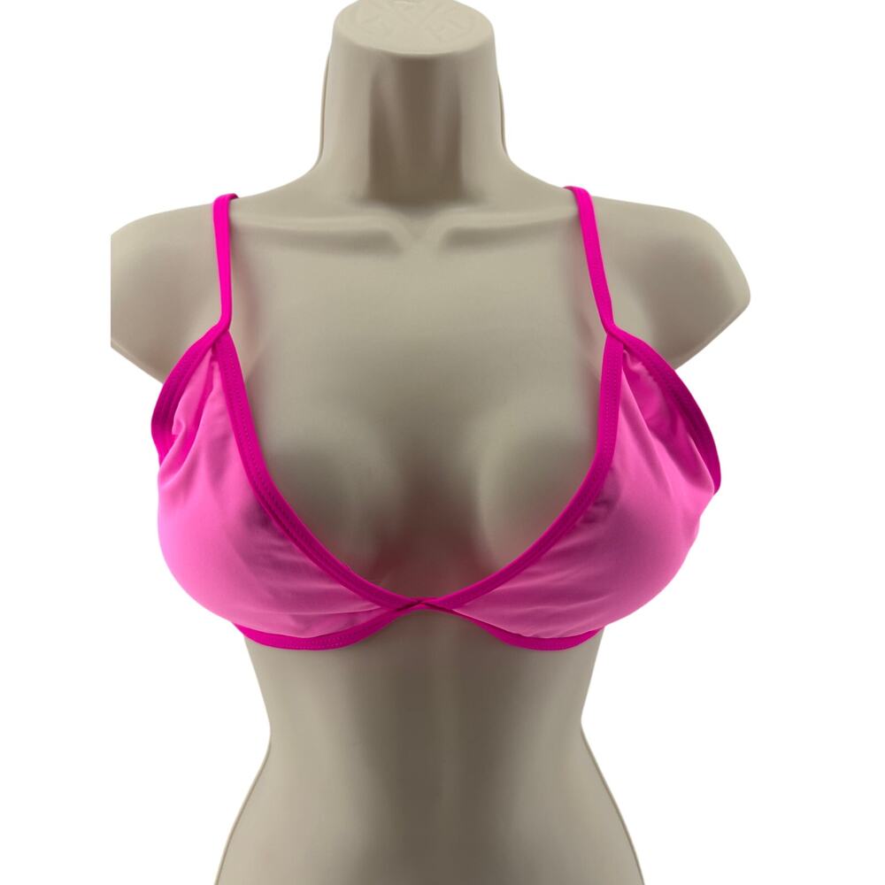 Two Tone Bright Pink String Bikini Set Womens Small